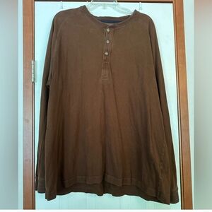 St Johns BAY Men's Brown Henley Shirt XL